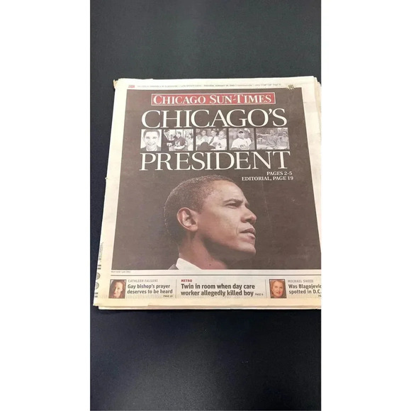 Vintage January 20, 2009 Chicago Sun-Times Barack Obama Inauguration Newspaper - Picture 1 of 6